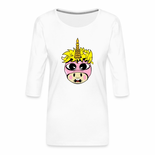 Tête de licorne fille - T-shirt Premium manches 3/4 Femme