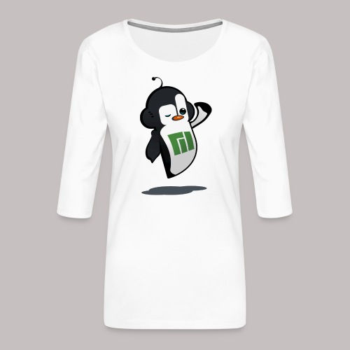 Manjaro Mascot wink hello left - Frauen Premium 3/4-Arm Shirt