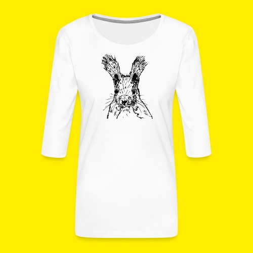 ekorn tegning - Premium T-skjorte med 3/4 erme for kvinner