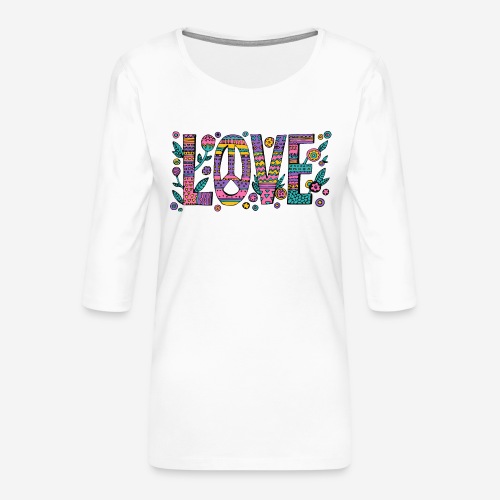 liebe Frieden Hippie Stil - Frauen Premium 3/4-Arm Shirt
