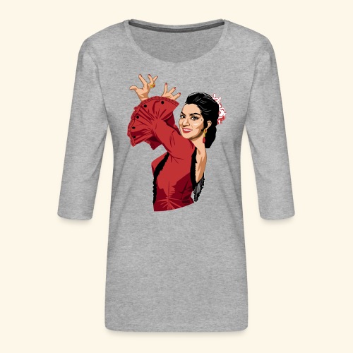 LOLA Flamenca - Camiseta premium de manga 3/4 para mujer