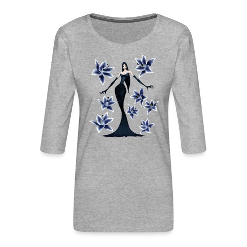 Lady lily bleu - T-shirt Premium manches 3/4 Femme