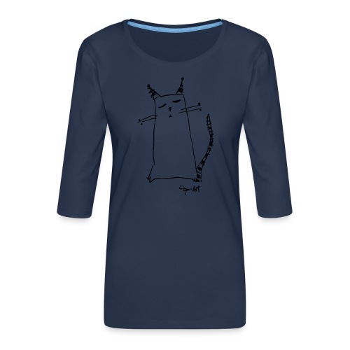 Katze in Gedanken - Frauen Premium 3/4-Arm Shirt
