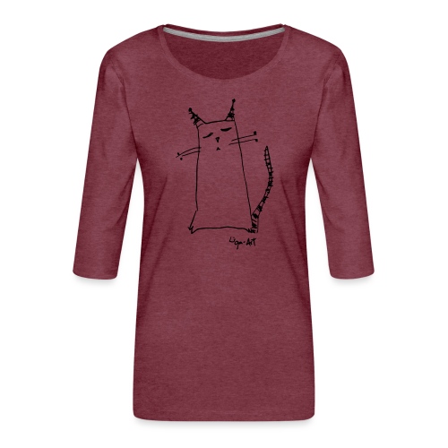 Katze in Gedanken - Frauen Premium 3/4-Arm Shirt