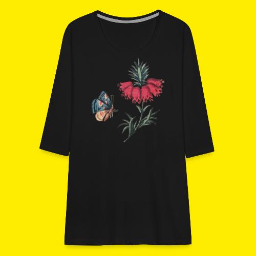 Vliegende vlinder met bloemen - Vrouwen premium shirt 3/4-mouw