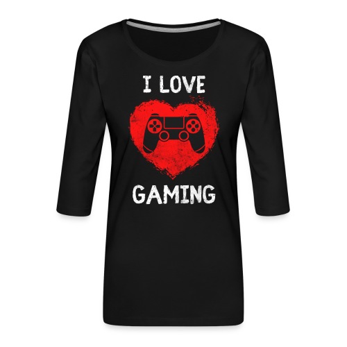 Ich Liebe Gaming Gamer Geschenk Herz - Frauen Premium 3/4-Arm Shirt