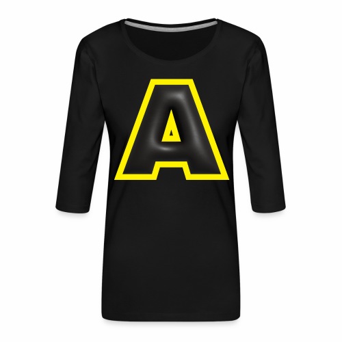 Letter A Leather Font Design - Women's Premium 3/4-Sleeve T-Shirt