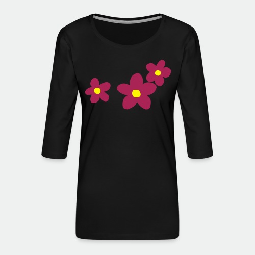 Three Flowers - Women's Premium 3/4-Sleeve T-Shirt