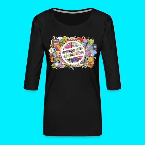 maglia logo doodle - Maglietta da donna premium con manica a 3/4