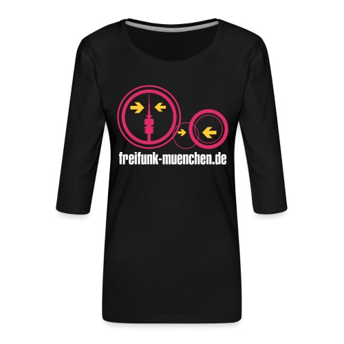 Freifunk München Mesh-Logo weiß - Frauen Premium 3/4-Arm Shirt