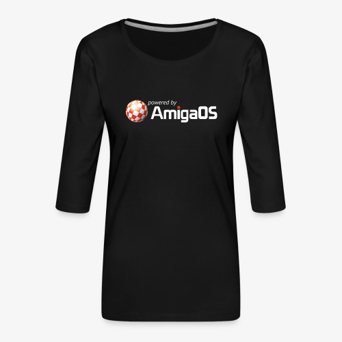 PoweredByAmigaOS white - Women's Premium 3/4-Sleeve T-Shirt