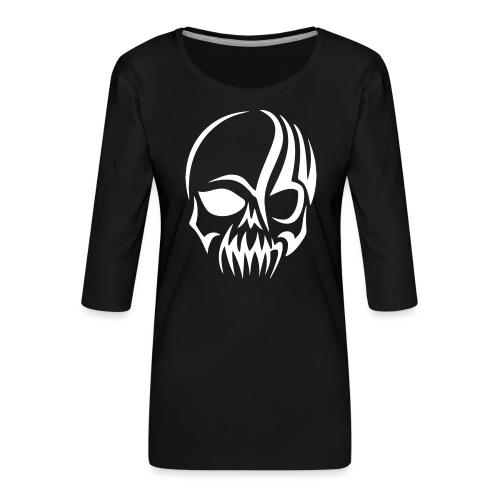 Tribal Skull white mit Logo - Frauen Premium 3/4-Arm Shirt