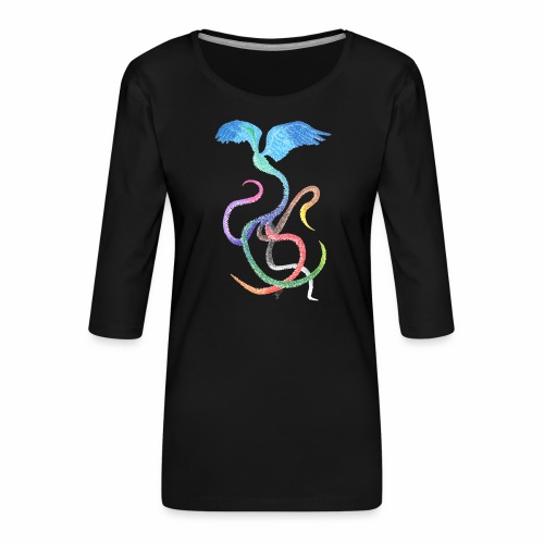 Gracious - Vogel-Regenbogen Himmel Tinte - Frauen Premium 3/4-Arm Shirt