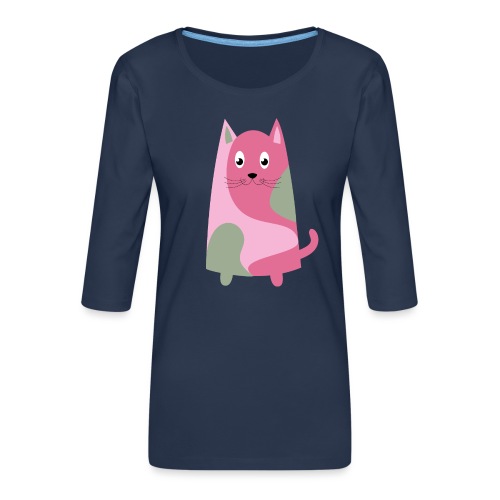 Simpatico gatto calico - Maglietta da donna premium con manica a 3/4