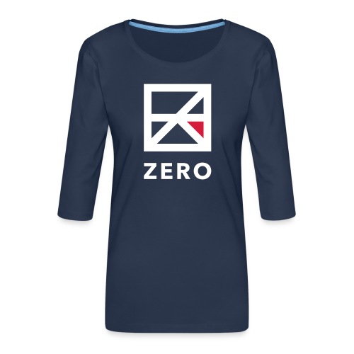 Zero logo wit cmyk - Vrouwen premium shirt 3/4-mouw