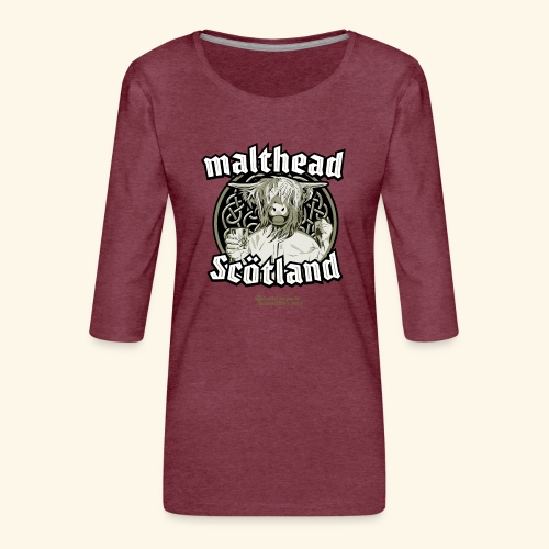 Whisky Merch Design Malthead Scotland Hochlandrind - Frauen Premium 3/4-Arm Shirt
