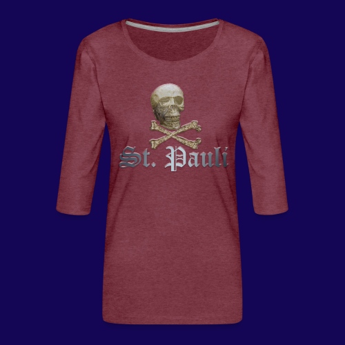 St. Pauli (Hamburg) Piraten Symbol mit Schädel - Frauen Premium 3/4-Arm Shirt
