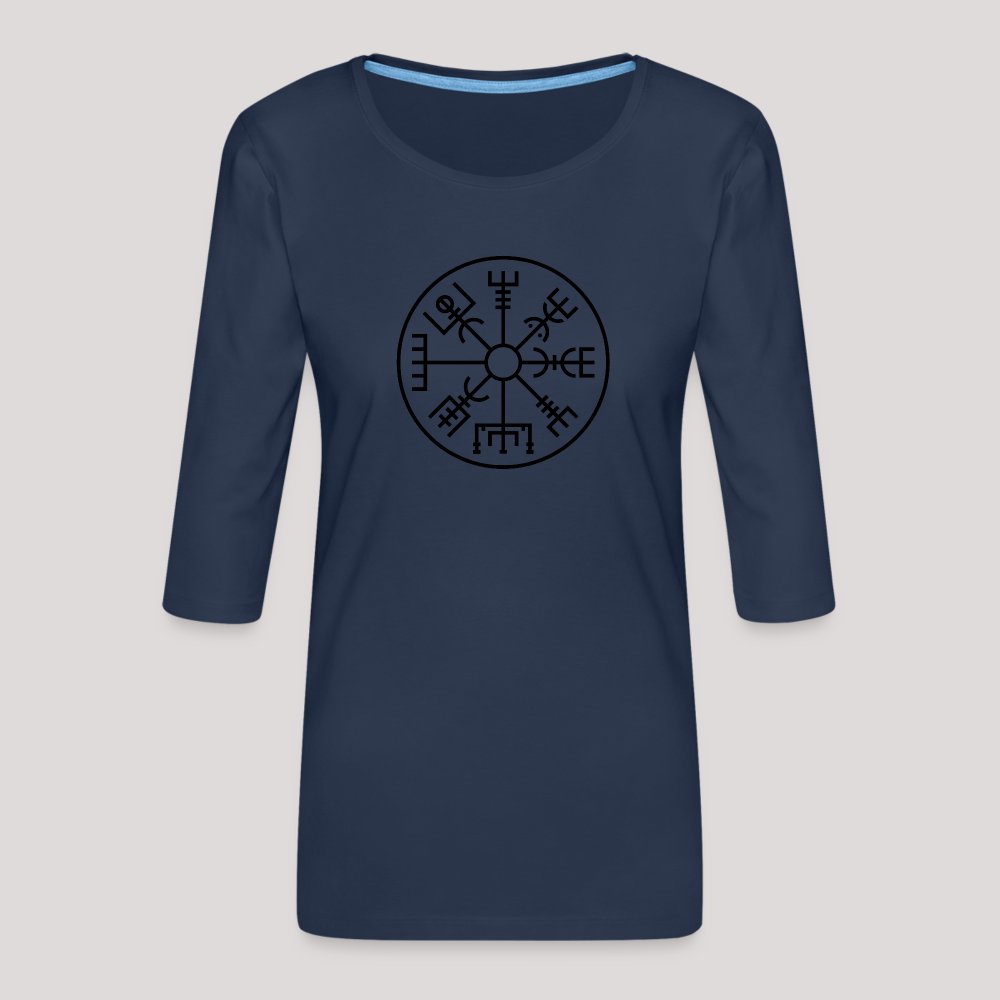 Vegvisir Kreis - Frauen Premium 3/4-Arm Shirt Navy