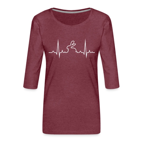EKG Herzschlag Hase Kaninchen Zwergkaninchen - Frauen Premium 3/4-Arm Shirt