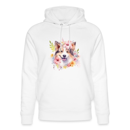Mignon aquarelle printemps drôle chien - Molleton à capuche bio Stanley/Stella Unisexe