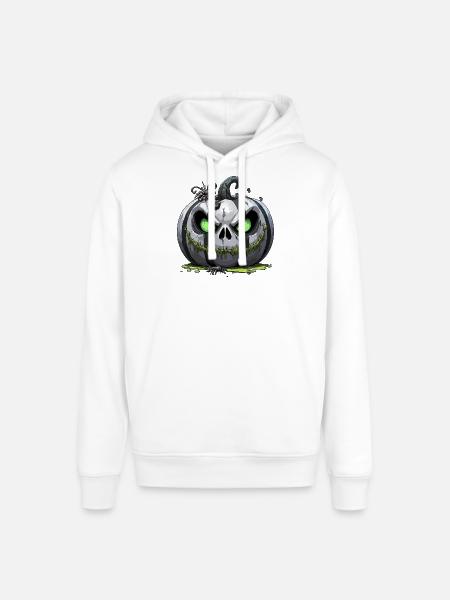 Grim Pumpkin Zombie with Green Eyes - Stanley/Stella SOUNDER Unisex Hoodie - white