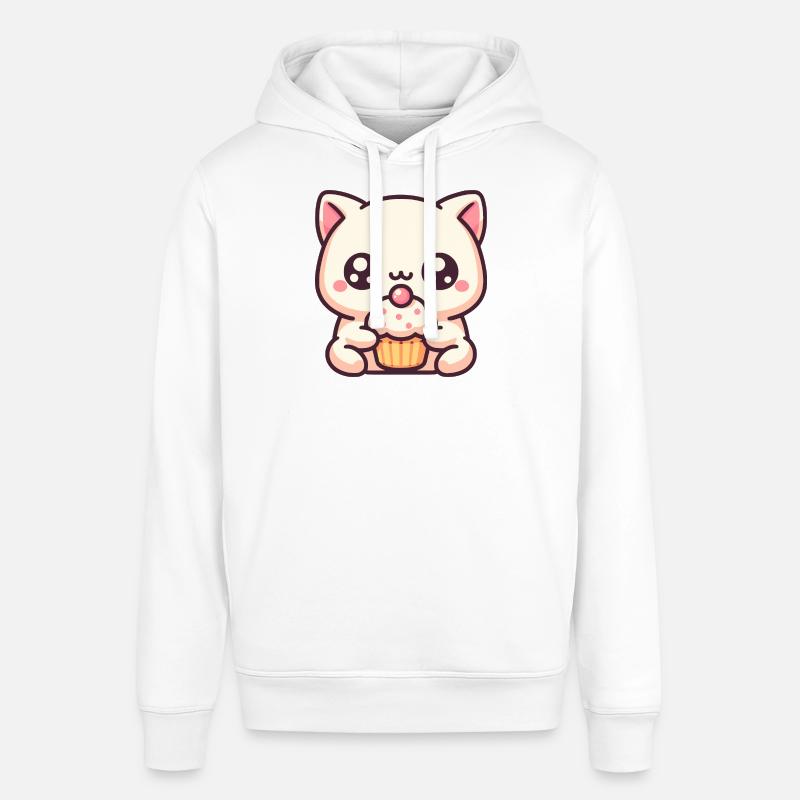 Chat mignon avec cupcake - Sweat à capuche SOUNDER Stanley/Stella Unisexe - blanc