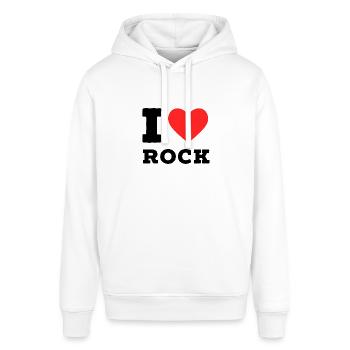 I love rock - Stanley/Stella SOUNDER Unisex Hoodie - white - Front - Alina (178cm) & Michal (187cm)