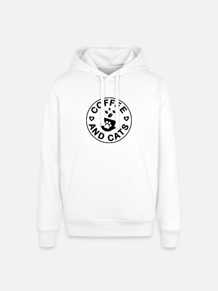 Kaffe og katter Cats Lover Coffee Lover - Stanley/Stella SOUNDER økologisk unisex-hettegenser - hvit