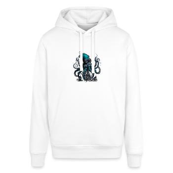Steampunk Riesenkraken über kleinem Dorf - Stanley/Stella Unisex Hoodie SOUNDER - Weiß - Vorne - Alina (178cm) & Michal (187cm)