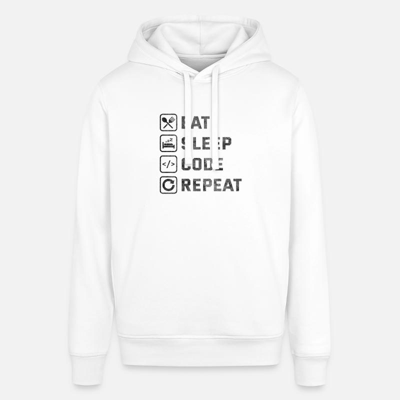 Répétition du code Eat Sleep - Sweat à capuche SOUNDER Stanley/Stella Unisexe - blanc