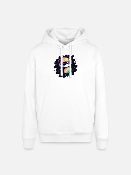 Panda Rainbow Galaxy Cool Glasses - Stanley/Stella SOUNDER Unisex Hoodie - white