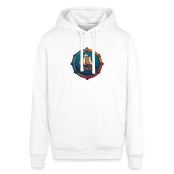 Schiff im Steuerrat - Stanley/Stella Unisex Hoodie SOUNDER - Weiß - Vorne - Alina (178cm) & Michal (187cm)