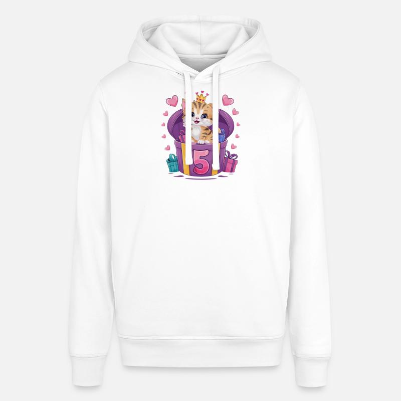 Chat mignon - 5e anniversaire - 5 ans - Sweat à capuche SOUNDER Stanley/Stella Unisexe - blanc