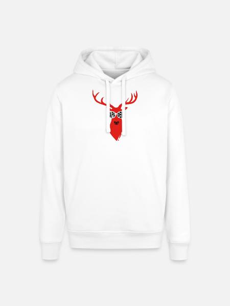 Papa-Hirsch mit Sonnenbrille - rot - Stanley/Stella Unisex Hoodie SOUNDER - Weiß