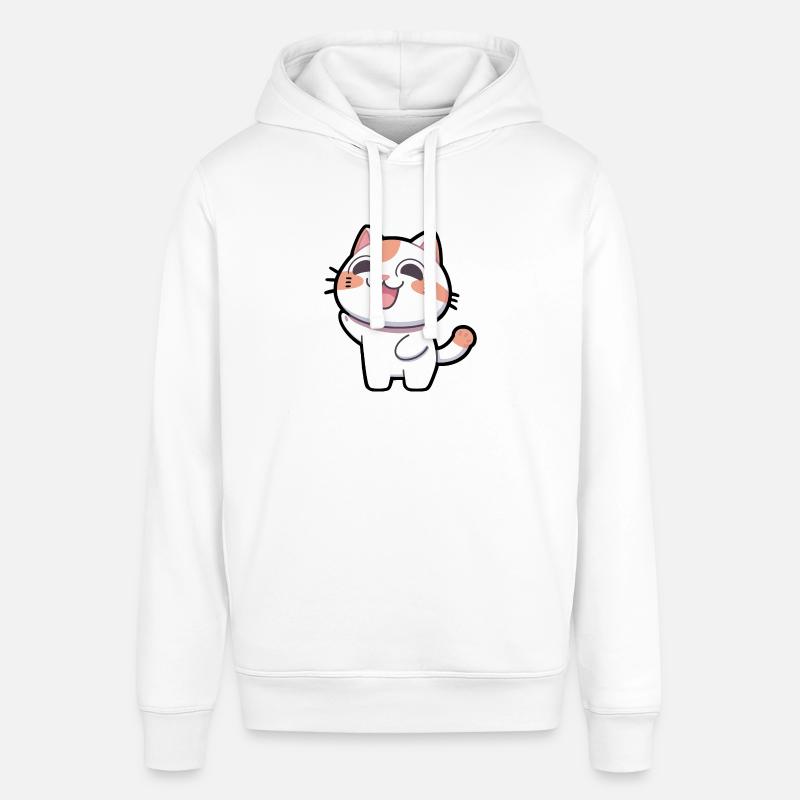 glad katt - Stanley/Stella SOUNDER økologisk unisex-hettegenser - hvit