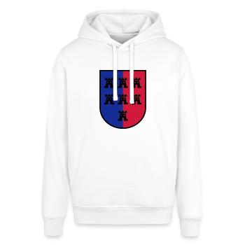 Wappen Siebenbürger Sachsen 3farbig - Siebenbürgen - Stanley/Stella Unisex Hoodie SOUNDER - Weiß - Vorne - Alina (178cm) & Michal (187cm)