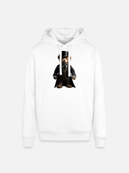Plush bear in black tailcoat - Stanley/Stella SOUNDER Unisex Hoodie - white