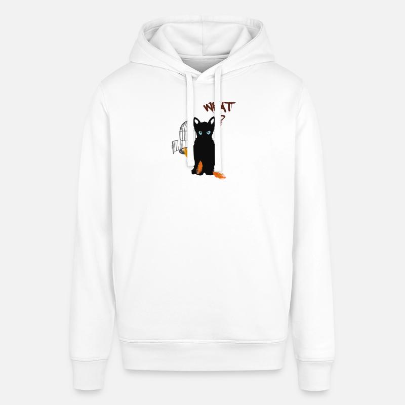 Petit chaton mignon noir et oiseau - Sweat à capuche SOUNDER Stanley/Stella Unisexe - blanc
