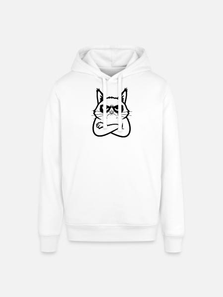 Cat Line Art Cartoon Illustration - Stanley/Stella SOUNDER Unisex Hoodie - white