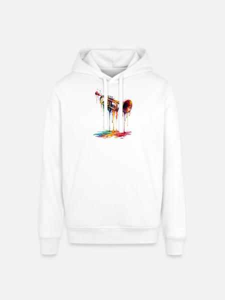 Trumpet with dripping paint - Stanley/Stella SOUNDER Unisex Hoodie - white