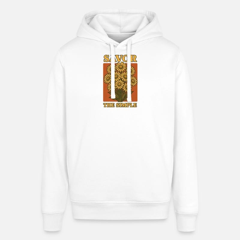 Profite simplement | Les fleurs vivent lentement - Sweat à capuche SOUNDER Stanley/Stella Unisexe - blanc