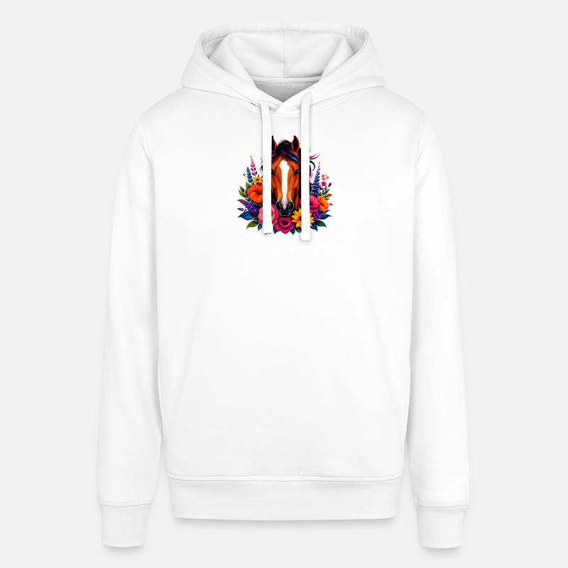 Cheval avec une couronne de fleurs - Sweat à capuche SOUNDER Stanley/Stella Unisexe - blanc