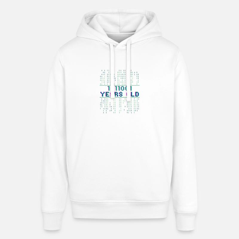 89th Birthday 89 years old Binary Code Coder - Stanley/Stella SOUNDER Unisex Hoodie - white