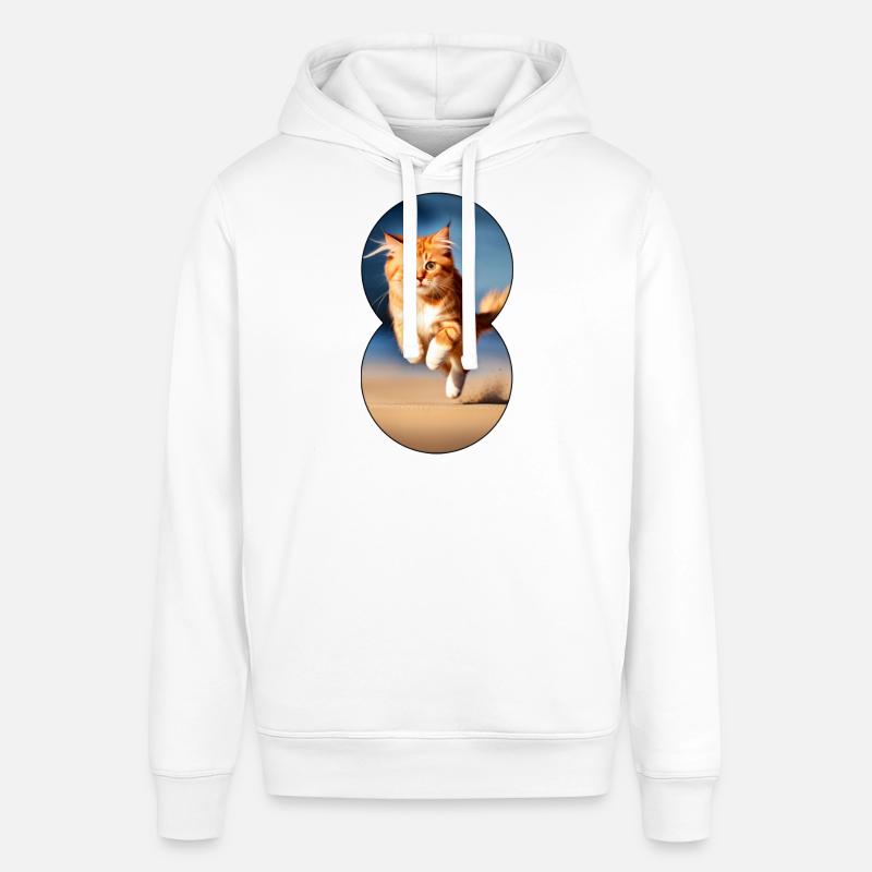 Chat en cours d’exécution 7 - Sweat à capuche SOUNDER Stanley/Stella Unisexe - blanc