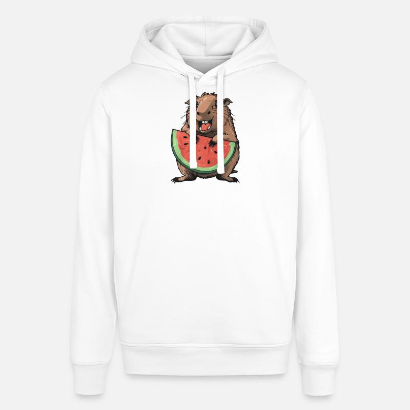 Capybara mangeant de la pastèque - Sweat à capuche SOUNDER Stanley/Stella Unisexe - blanc
