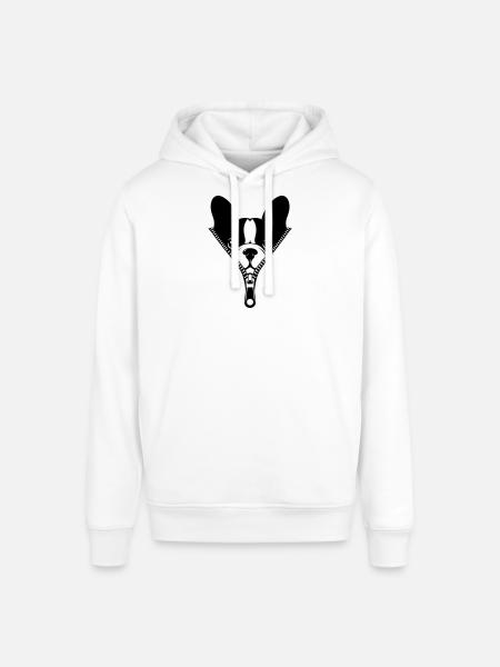 French Bulldog in a Zipper - Stanley/Stella SOUNDER Unisex Hoodie - white