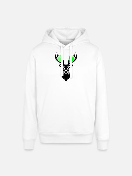 Deer Head Fir Trees Natural Green - Stanley/Stella SOUNDER Unisex Hoodie - white