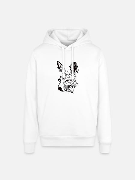Fox Portrait Drawing - Stanley/Stella SOUNDER Unisex Hoodie - white
