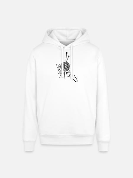 Knitting needles with wool and flowers. - Stanley/Stella SOUNDER Unisex Hoodie - white