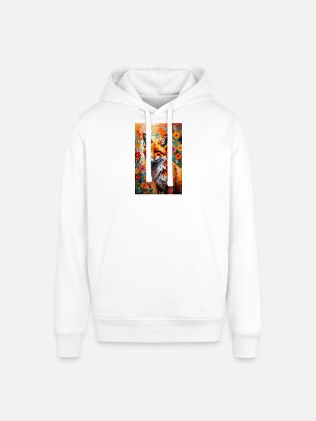 Fox flowers abstract fox lover gift - Stanley/Stella SOUNDER Unisex Hoodie - white